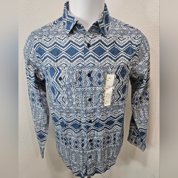 Houston White bohemian men's button long-sleeve small - Picture 1 of 7